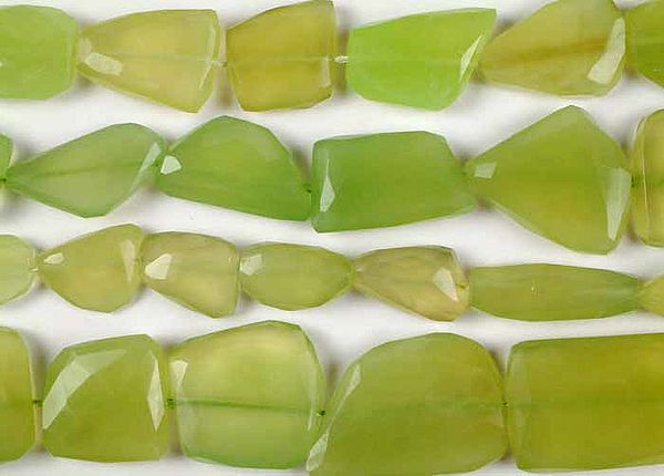 Faceted Green Chalcedony Flat Tumbles