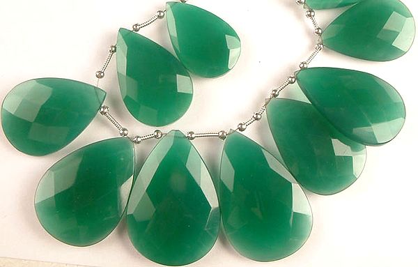 Faceted Green Chalcedony Large Briolette