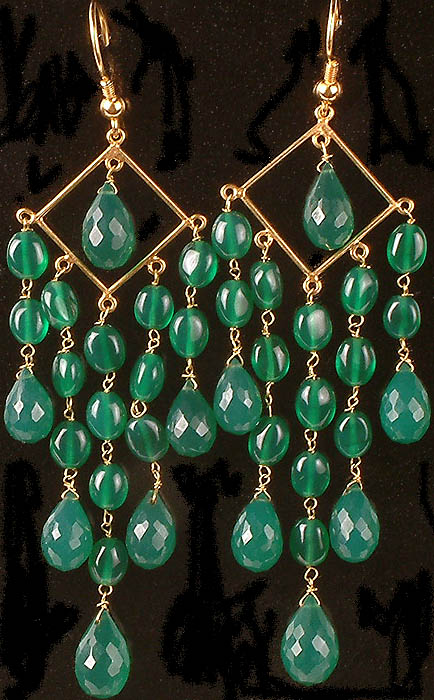 Faceted Green Onyx Drops Chandeliers with Plain Ovals