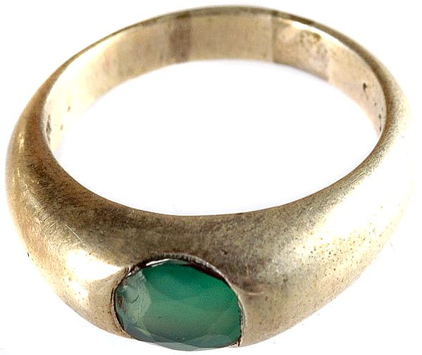 Faceted Green Onyx Finger Ring