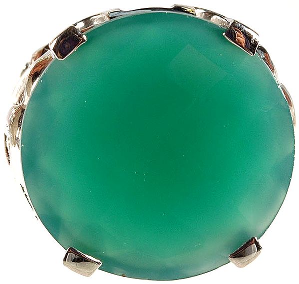 Faceted Green Onyx Finger Ring