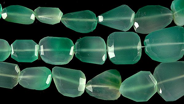 Faceted Green Onyx  Flat Tumbles