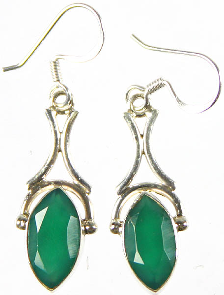 Faceted Green Onyx Marquis Earrings