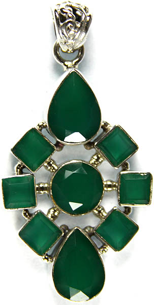Faceted Green Onyx Pendant