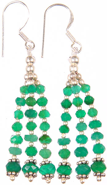 Faceted Green Onyx Shower Earrings