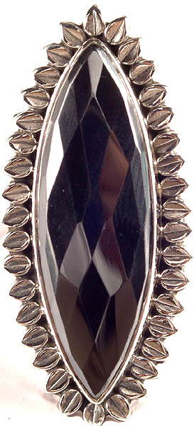 Faceted Hematite Marquis Marvel Ring