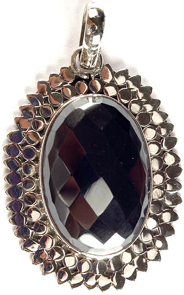 Faceted Hematite Oval Pendant