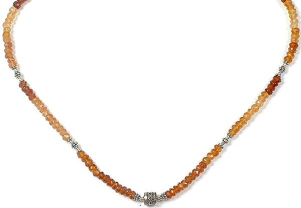 Faceted Hessonite Beaded Necklace