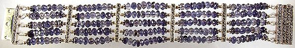 Faceted Iolite Five Layer Beaded Bracelet