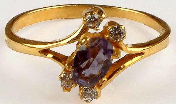 Faceted Iolite Gold Ring