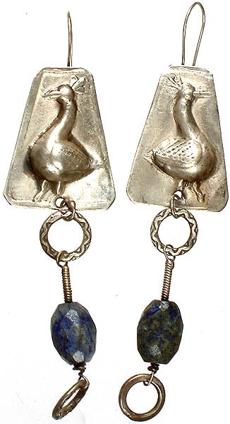 Faceted Lapis Lazuli Antiquated Peacock Earrings