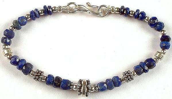 Faceted Lapis Lazuli Beaded Bracelet
