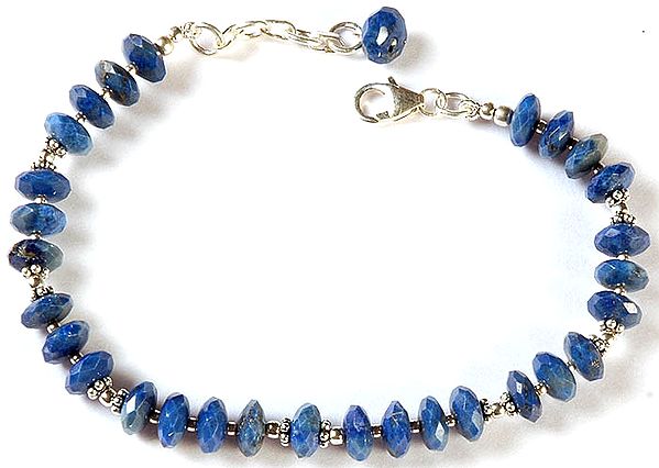 Faceted Lapis Lazuli Beaded Bracelet