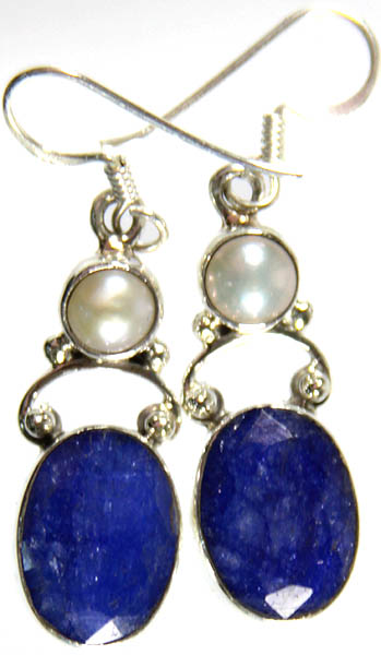 Faceted Lapis Lazuli Earrings with Pearl