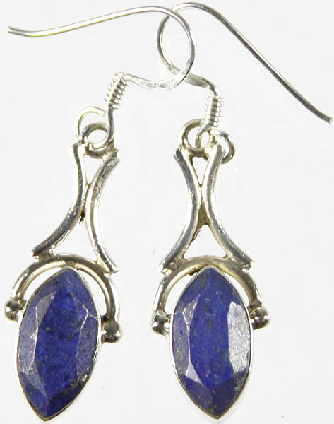Faceted Lapis Lazuli Marquis Earrings