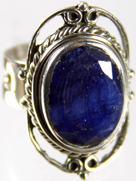 Faceted Lapis Lazuli Oval Ring