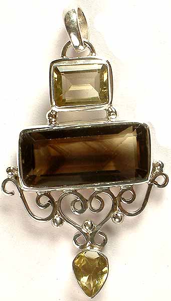 Faceted Lemon & Smoky Quartz Pendant