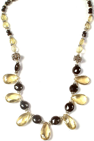Faceted Lemon Topaz Necklace with Black Onyx