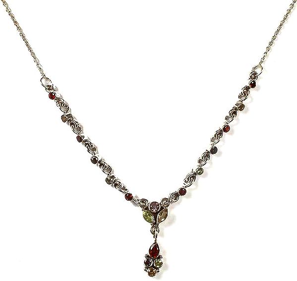 Faceted Multicolor Gemstone Necklace