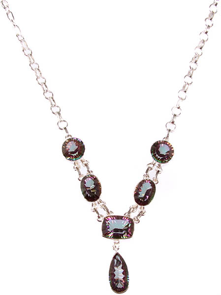 Faceted Mystic Topaz Necklace (Mixed Shape)