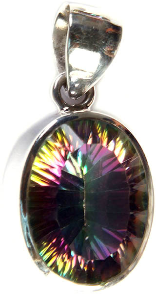 Faceted Mystic Topaz Oval Pendant