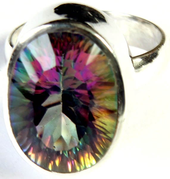 Faceted Mystic Topaz Oval Ring