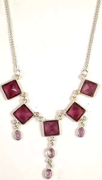 Faceted Necklace with Amethyst Dangle
