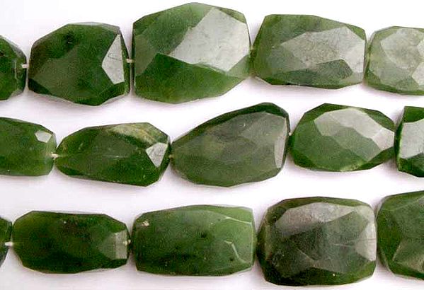 Faceted Nephrite Jade Flat Tumbles