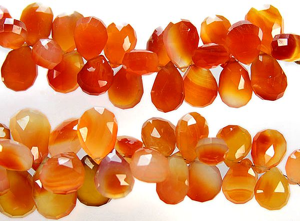 Faceted Orange Chalcedony Briolette | Chalcedony Gemstones