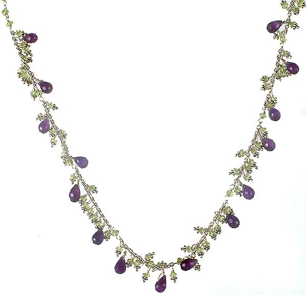 Faceted Peridot & Amethyst Necklace