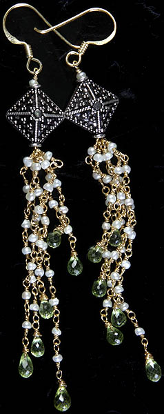 Faceted Peridot and Pearl Shoulder Duster