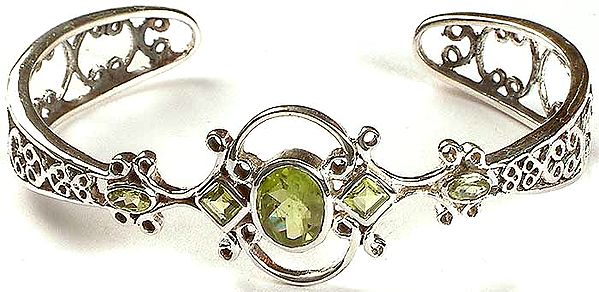 Faceted Peridot Art Nouveau Bracelet