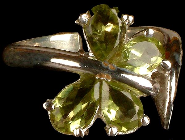 Faceted Peridot Butterfly Ring