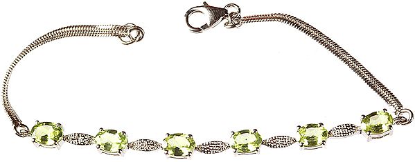 Faceted Peridot Chain Bracelet