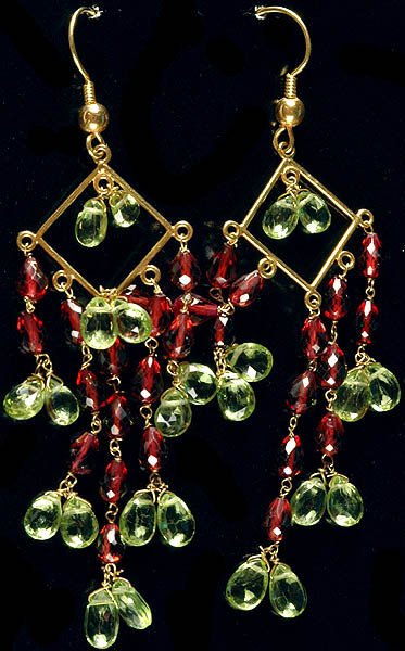 Faceted Peridot Chandeliers with Garnet
