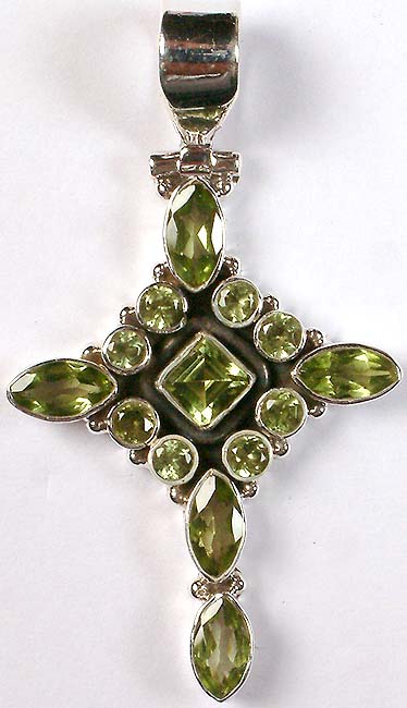 Faceted Peridot Cross