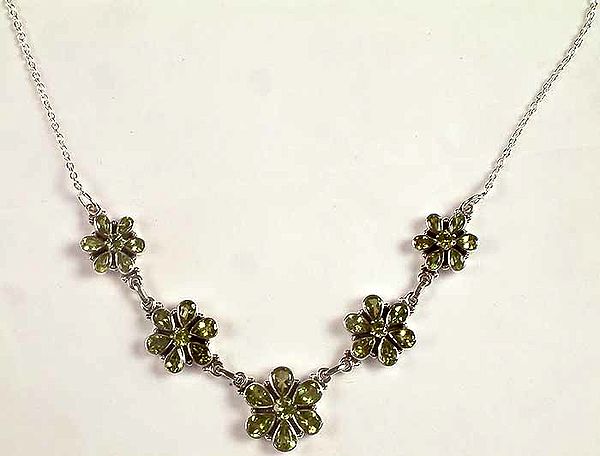 Faceted Peridot Flower Necklace