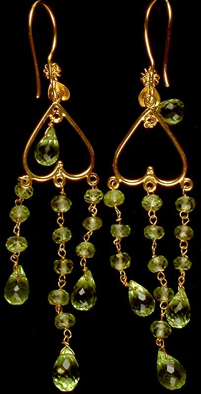 Faceted Peridot Gold Chandeliers