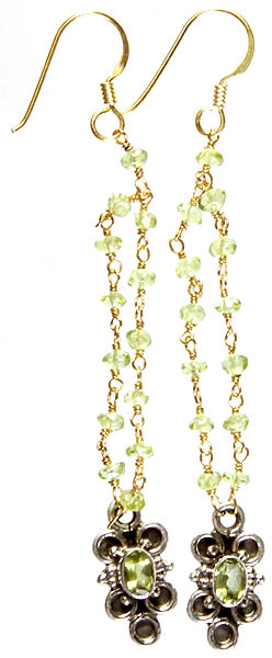 Faceted Peridot Gold Plated Earrings