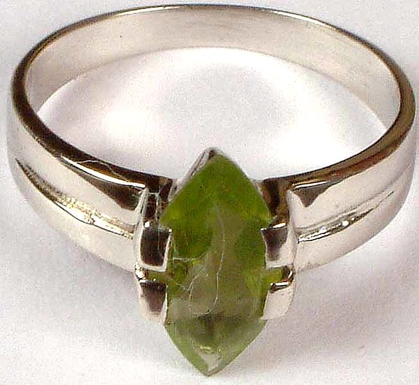 Faceted Peridot Marquis Ring