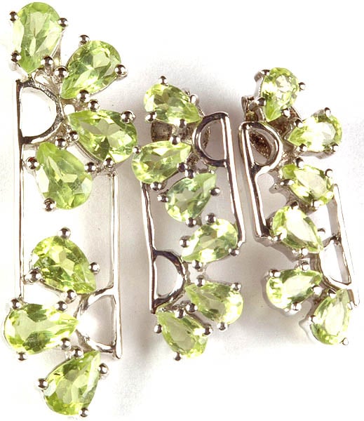 Faceted Peridot Pendant with Earrings Set
