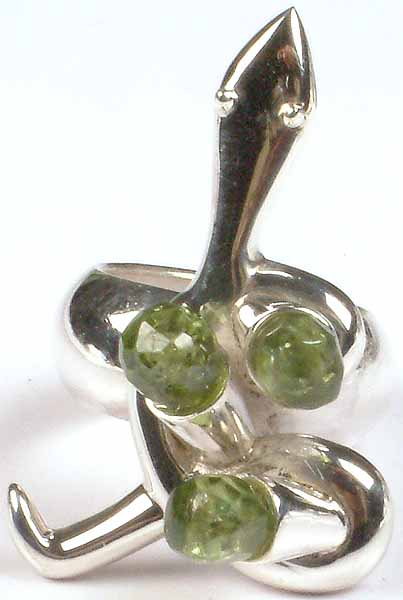 Faceted Peridot Serpent Ring