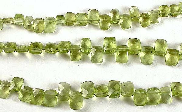 Faceted Peridot Side Drilled Cushions