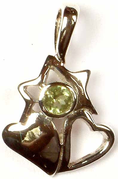 Faceted Peridot Valentine & Star Pendant