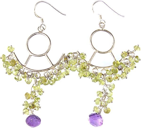 Faceted Peridot with Amethyst Earrings