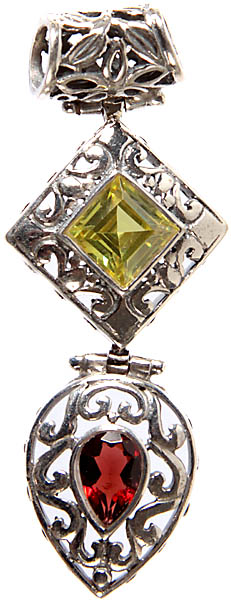 Faceted Peridot with Garnet Pendant
