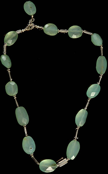 Faceted Peru Chalcedony and Crystal Necklace