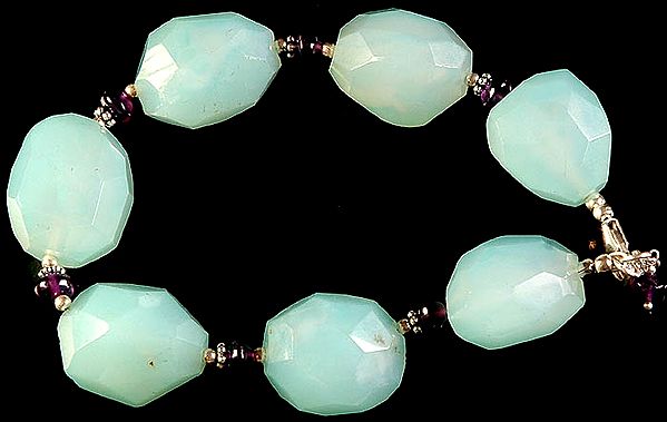 Faceted Peru Chalcedony Bracelet with Amethyst