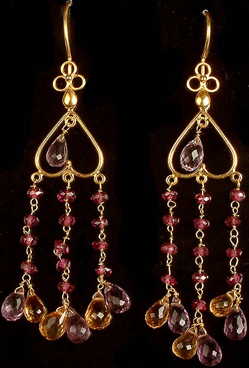 Faceted Pink Tourmaline, Amethyst & Citrine Chandeliers