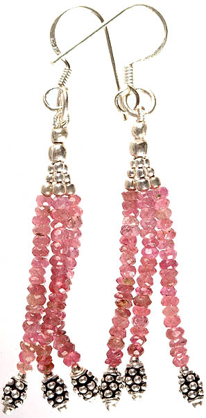 Faceted Pink Tourmaline Beaded Earrings
